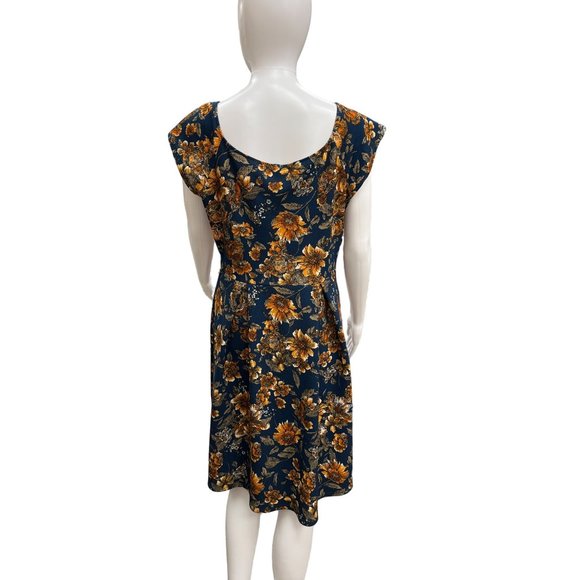 Gilli Women’s Navy Floral Sleeveless Dress Size Large SKU 652 - Picture 2 of 4